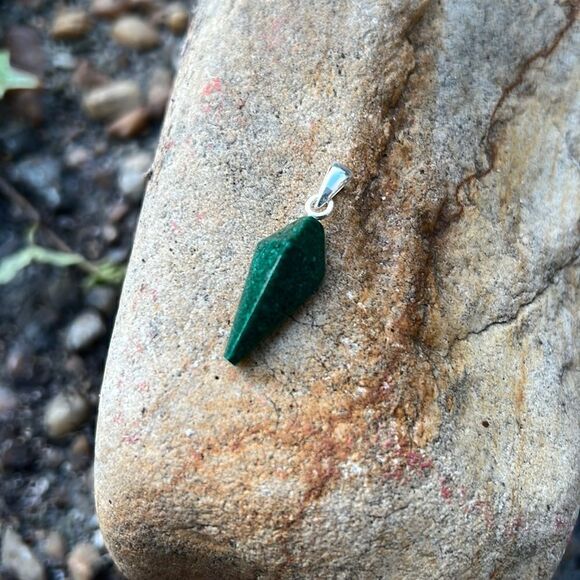 NIB Constituted Malachite Fancy Pendant in Sterling Silver 5.78 ctw - Picture 3 of 7